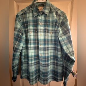 Blue Plaid Button-Up Shirt LL Bean NWOT